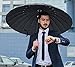 Plemo Windproof Stick Umbrella, Wood Handle Waterproof Cloth with 24 Ribs, Durable for Optimal Resistance to Wind and Rain, Classic Black