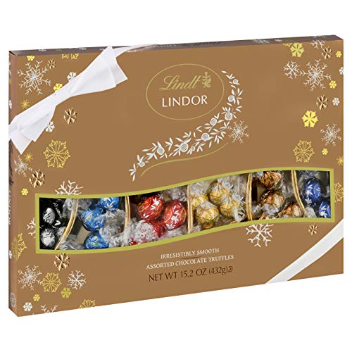 Lindt LINDOR Holiday Deluxe Assorted Chocolate Truffles Gift Box, 15.2