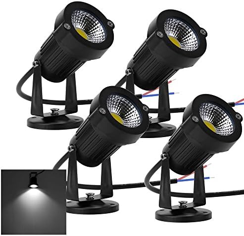 Familite Outdoor Waterproof Decorative Spotlight-6W COB LED Landscape Garden Wall Yard Path Light AC/DC 12V with Flat Base, Pack of 4 (Cool White)