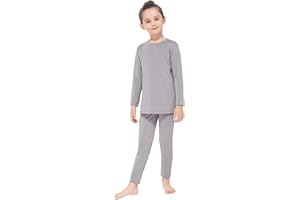 MANCYFIT Thermal Underwear Set for Girls Fleece Lined Top & Bottom Thermal Set Long Johns Undershirts Baselayer for Kids