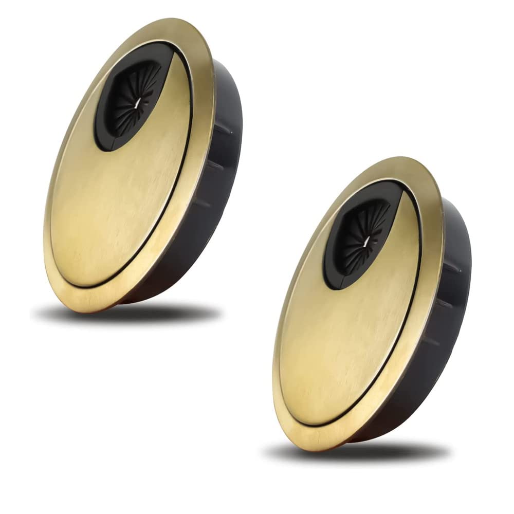 2Pcs 80mm Desk Cable Grommets,Computer Desk Metal Cable Hole,Round Cable Hole Cover for Desktop Cable Organizer