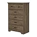 South Shore Versa Collection 5-Drawer Dresser, Weathered Oak with Antique Handles