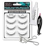 Ardell Fake Eyelashes 110 Value Pack - Natural Multipack 110 (Black), LashGrip Strip Adhesive, Dual Lash Applicator, Cameo Eyelash Curler - Everything You Need For Perfect False Eyelashes