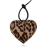 Vintage Heart Charm Leopard Keychains for Women Girls Y2k Animal Leopard Print Keychain for Purses Bag Charms for Handbags Tote Bags Y2k Heart Accessories for Women Girls Trendy Car Keys Keychain