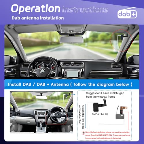 DAB+ Autoradio 1 Din Carplay Android Auto Wireless Bluetooth, 6.9'' IPS Touchscreen Stereo con Mirror Link Vivavoce Bluetooth DAB+ Radio Digitale FM Tipo-C USB EQ Controllo del Volante Retrocamera