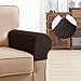 subrtex Spandex Stretch Fabric Armrest Covers Anti-Slip Furniture Protector Armchair Slipcovers for Recliner Sofa Set of 2（Chocolate Jacquard）