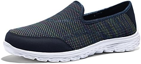 Krystory Performance Athletic Women's Walking Shoes Slip-On Lightweight Comfortable Casual Sneakers, Blue, 7.5 B(M) US