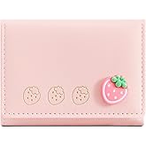Modacarry Strawberry Small Wallet Girls Cute Wallet with ID Window & 7 Credit Card Holder for Women (PINK)