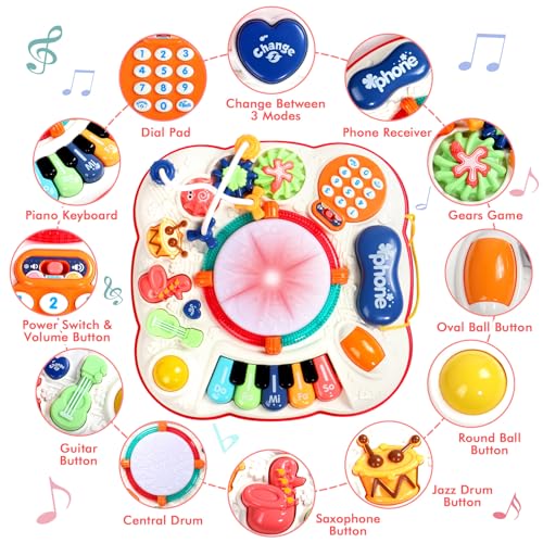 Children's Toys 1 Year – Activity Table Baby 1 Year Old Toys Montessori Musical Table Baby with Sound and Lights Toys for 1 2 Year Old Children Games Gift Baby 1 2 Year Old Boy Girl Original Christmas
