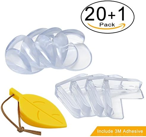 Clear Corner Guards,Baby Proofing Corner Protectors Gift a Rubber Door Stopper |Upgraded Widened edge|,Bukm Furniture Corner Safety Bumpers for Table,Chair,Cabinet( 20pack With 3M Adhesive)