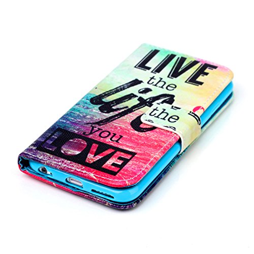 iPhone 6S Case,iPhone 6 Case,JanCalm [Kickstand] Pattern Premium PU Leather Wallet [Card/Cash Slots] Flip Case Cover for iPhone 6/6S + Crystal Pen (Live The Life You Love) - Thumbnail 5