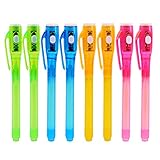 FLYOME Invisible Ink Pens with UV Light, 2019 Upgraded Spy Pens for Party Favors, Halloween, Magic Marker for Secret Message and Goodies Bags Toy (8 pcs)