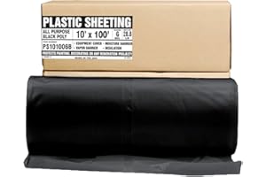 Aluf Plastics Black Plastic Sheeting - 10' x 100', 6 MIL Heavy Duty Gauge - Vapor and Moisture Barrier Sheet Tarp/Drop Cloth for Painting, Furniture Covers, Carpet Cover, Floor, Paint, Painters