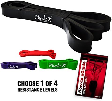Pheeko Pull Up Assist Bands (Set of 4 or Single Band) Resistance Bands Crossfit/Powerlifting Bands/Crossfit Exercise Bands/Assistance Bands/Fitness Pull Ups Bands. Includes How-to eGuide