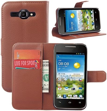 Premium Leather Wallet Case with Stand Flip Cover for huawei Ascend Y520 Case,huawei Ascend Y540 Case(wallet -Brown)