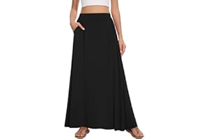 Leafsay Womens Maxi A-line Long Skirt Casual 2025 Elastic High Waist Flowy Skirts with Pockets