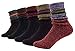 Bienvenu lady's 5 Pack KnitWinter Warm Stripe Slouch Crew Socks, Black