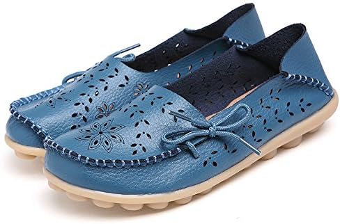 Woman red hollow flat shoes driving shoes Peas 7.5B(M)US Blue