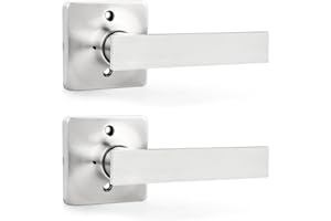 GOBEKOR 2 Pack Brushed Nickel Dummy Door Handle Interior,Reversible Half Dummy Lever,Non-Turning Indoor Door Handles for Ward