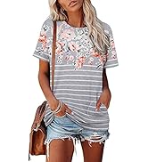 Angerella Womens Short Sleeve Round Neck T Shirts Loose Casual Summer Tops Tees with Pocket