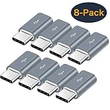 Micro USB to USB C Adapter,8-Pack Aluminum USB Type C Adapter Convert Connector Compatible with Samsung Galaxy S10e S9 S8 Plus Note 9 8, LG V35 V30 V20 G7 G6 G5,Pixel 2 XL,Moto Z2 Z3(Gray)