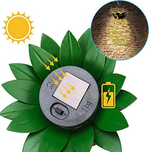 Tee Vee 2-Pack Pineapple Solar Lights Decorative Garden Hanging Lanterns Waterproof Night Light for Yard Outdoor Warm Light (2-Pack 30 LED)
