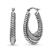LeCalla 925 Sterling Silver Hoop Earrings Antique Jewelry Oval Click-Top Shrimp Chunky Puffy Earring Hoops for Women - 34mm