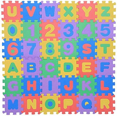 36個入りEVAフォームプレイマット ベビーキッズパズルプレイマット 番号文字クロールパッドのおもちゃ クロール保育園プレイマット12 x 12 cm 子供向けギフト