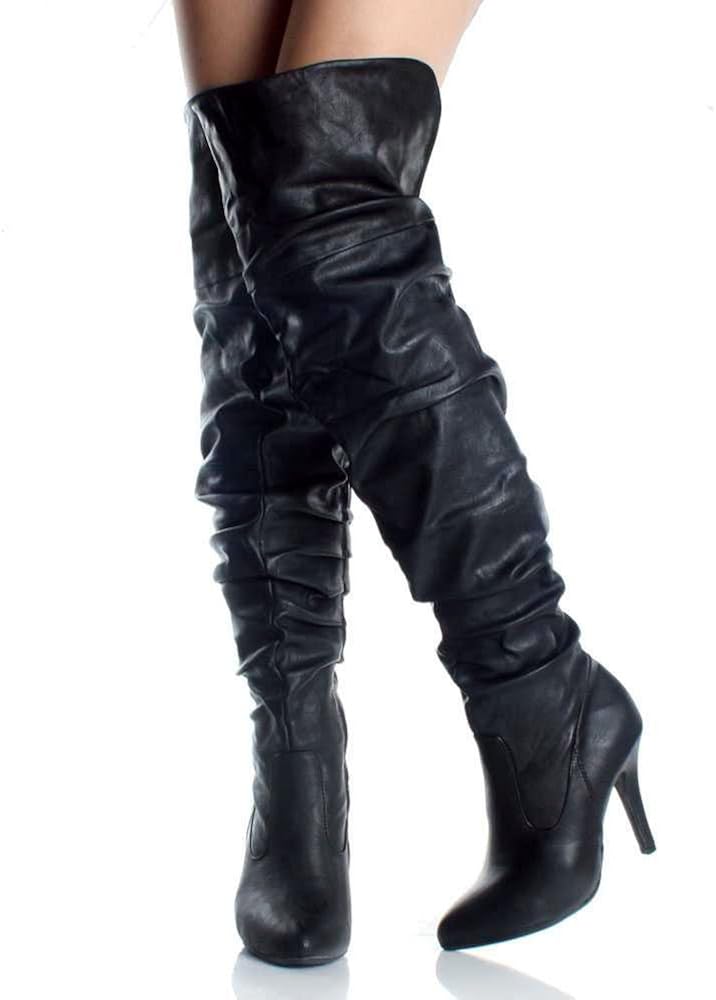  | Forever Link Womens Focus-33 Vegan Leather Over the Knee Fashion Boots | Over-the-Knee