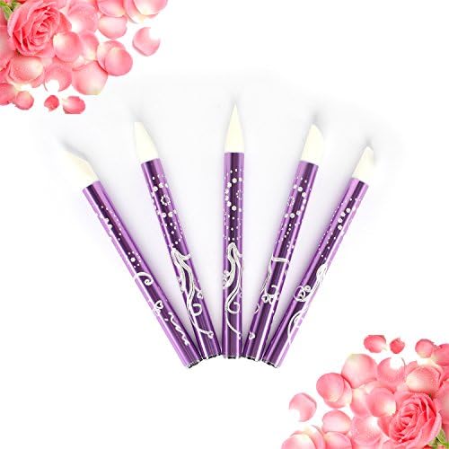 Mitini 5 Different Styles Nail Art Sculpture Pen Silicone Carving Polish Crystal Nail Art Brush Dotting Tools