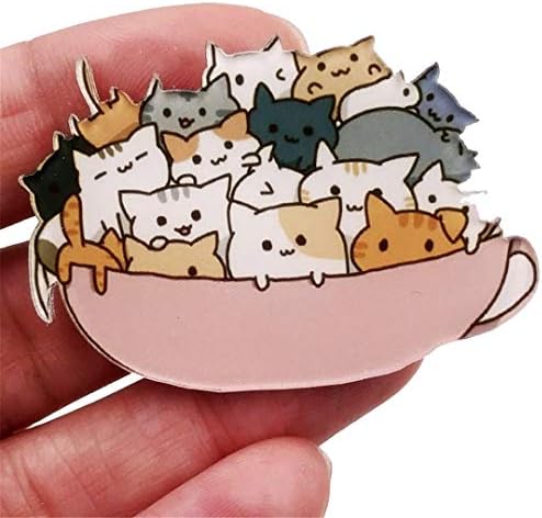 Cartoon Cat Acrylic Brooch for Women Clothes Badge Icons Brooches Pins