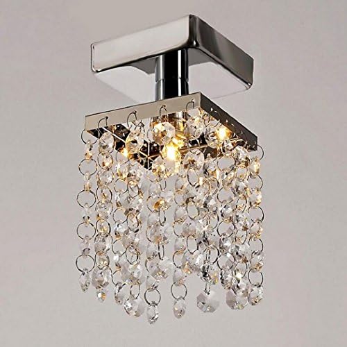 Pesters Mini Modern Crystal Chandeliers, Rain Drop Pendant Flush Mount Ceiling Light Lamp for Girls Room, Living Room, Bedroom, Mirror Stainless Steel Base (US STOCK) (Silver)
