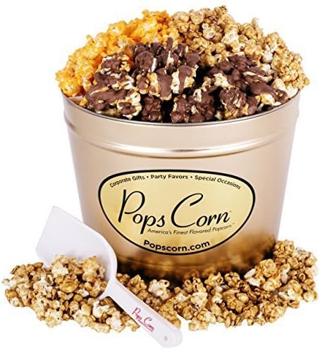 Chocolate Covered Caramel Popcorn- Popcorn Tin- Large 2 gallons-FREE SANITARY SCOOPER!