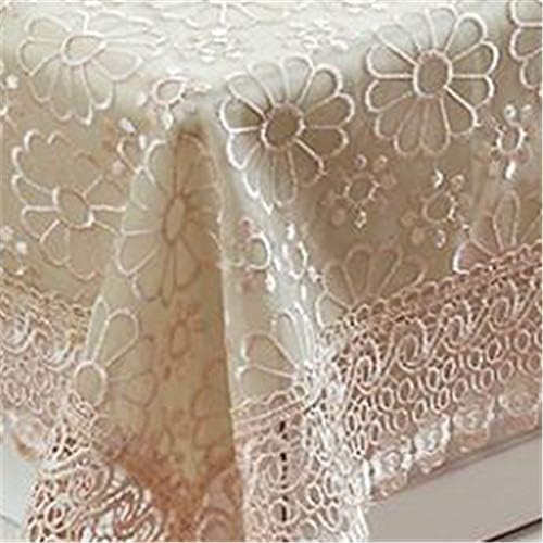 JITIAN Rectangular Lace Tablecloths Embroidered Pastoral Transparent Table Cloth Washable Table Cover Square Table Protector for Wedding Party Home Decoration