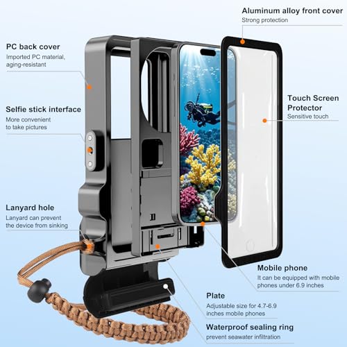 ZLiME Professional Diving Phone Case Pouch Waterproof Smartphone, IPX8 Waterproof Phone Pouch Underwater Protective Case for iPhone 16e 16 Pro Samsung S25 S24