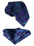 HISDERN Paisley Tie Handkerchief Woven Classic Men's Necktie & Pocket Square Set