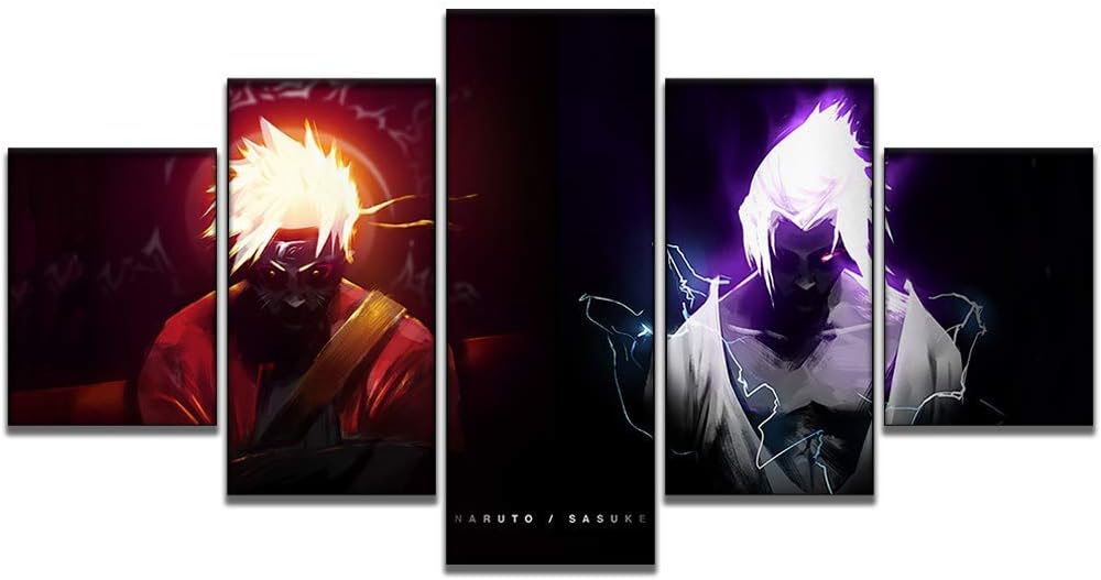 NATVVA New 5 Piece Canvas Art Sasuke Anime Decoracion Paintings on Canvas Wall Art for Home Decorations Wall Decor