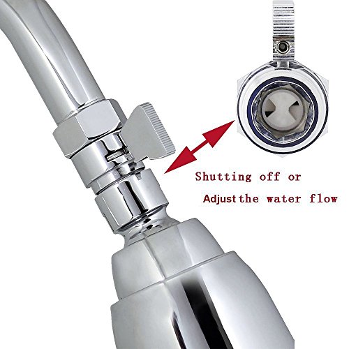 image for Homeself Brass Shower Head Flow Contol and Shut OFF Stop Switch Valve 