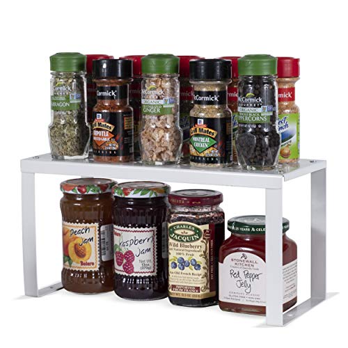 1 Cream White Metal Kitchen Cabinet and Counter Top Organizer Shelf, 13 inch Wide 5 inch deep