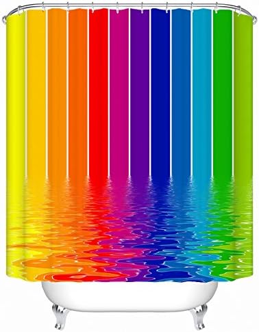 NLBH Designs Custom Colorful Rainbow Stripes Polyester fabric Waterproof shower curtain(72"W x 78"H)