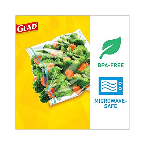 Glad Zipper Food Storage Plastic Bags Gallon Size 50 Count, Pack of