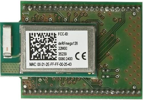 dresden elektronik deRFmega128-22T00, Adapter board with pin mal header and pre-soldered radio module (deRFmega128-22M00 with chip ceramic antenna) for easy evaluation, 2.4 GHz, Wireless RF Transceiver