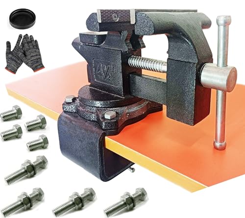 MYTEC 2-in-1-Werkbank-Schraubstock, verbesserter Mehrzweck-Tischschraubstock, universell drehbar um 270 °, Klemmbarer Schraubstock, 11,4 cm, Schwarz