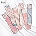 Haley Clothes Cute Girls No Heel Design Pink Elements Fox Cat Rabbit Knee High Socks (6 Pairs) Pink free size