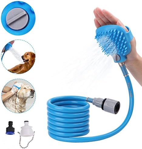 Pet Bathing Tool, Pro Pet Shower Sprayer for Massage with 7.5 Foot Hose and 2 Hose Adapters, Indoor-Outdoor Use, Dog Cat Horse Grooming