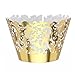 Pixnor 50pcs Cupcake Wrappers Wraps Cases Wedding Birthday Decorations Golden