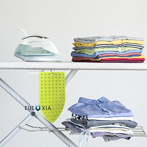 Eutuxia Silicone Rest Pad for Iron. Perfect Combination with Ironing Board and Mat. Hot, Heat Resistant and Universal Fit. Spikes Help Cool Iron Faster While Keeping You Safe. Hang for Easy Storage.