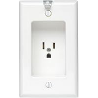 Leviton White Clock Hanger Receptacle 688-W – 15A 5-15R, 1" Recessed Depth Outlet