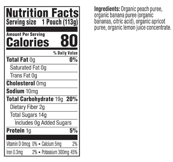 PLUM ORGANICS STAGE 2 ORGANIC BABY FOOD – PEACH, BANANA, AND APRICOT – 4 OZ POUCH (PACK OF 6) – ORGANIC FRUIT AND VEGETABLE BABY FOOD POUCH