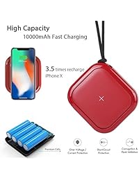 MIPOW Cargador inalámbrico portátil, ultracompacto Qi 10000mah Power Bank con tecnología de carga de alta velocidad batería externa para iPhone, Samsung Galaxy y más